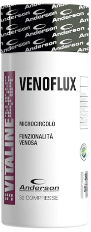 Anderson VENOFLUX Integratore Gambe Leggere: Circolazione Venosa, Microcircolo e Drenaggio - Capillari Fragili e Sensazione di Pesantezza - Diosmina, Esperidina, Bromelina - 30 Compresse