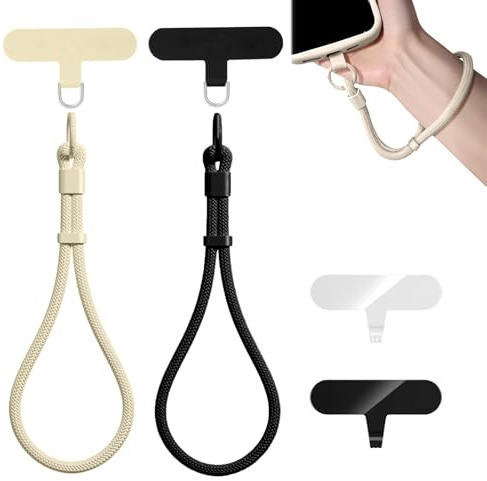 Ferizzia 2 Piezas Cuerda para Movil, Universal Ajustable Cordon para Movil, Cadena de Teléfono Celular con 2 Parche Ultrafino, Pulsera para Teléfono Móvil, para la Mayoría de Fundas