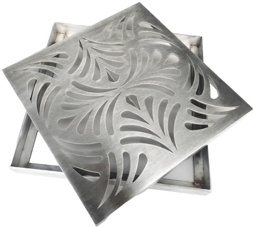 Rejilla Metálicas Desague para Jardín, Tapa Desague Terraza Exterior con Malla de Acero Inoxidable, Bloquean Residuos y Hojas(25x25x3cm/10x10x1in)