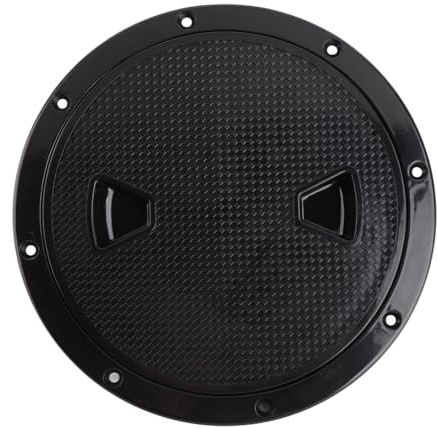 LUCKDANO Plaque de Pont Ronde de 8 Pouces – Couvercle de Trappe d'inspection Noir Résistant aux pour Bateau Marin et Camping-Car – Matériau ABS Durable avec Design Antidérapant
