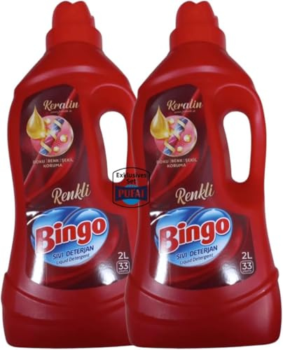 Bingo Flüssigwaschmittel mit Keratin – Für Buntwäsche im 2er Pack 2 × 2 L | Schutz von Fasern, Farben & Form
