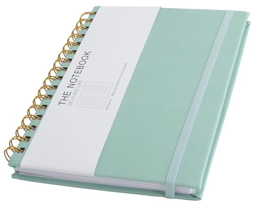 SLIAXINT A5 Notizbuch Notizblock Ringbuch A5 Spiralblock Notizbuch Blanko - 200 Seiten 100GSM Dickes Papier Elfenbein Kein Durchbluten PU Leder Hardcover 180° Flach für Büro Schule Business
