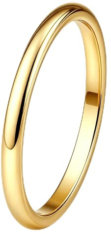 SIXDUTON Bague Femme Plaqué Or 14 Carats Empilable Fiançailles Mariage Promesse Bague Cadeau Anniversaire Bijoux pour Homme et Femme (2mm, 7)