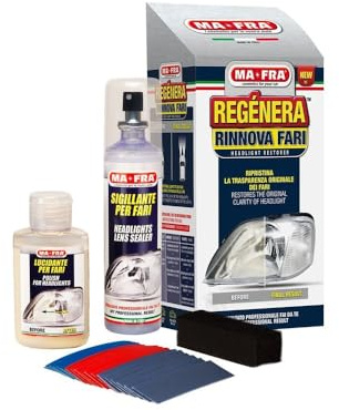 Ma-Fra KIT Rinnova FARI AUTO E MOTO -Regenera Headlight MAFRA- PER Ingialliti Opacizzati