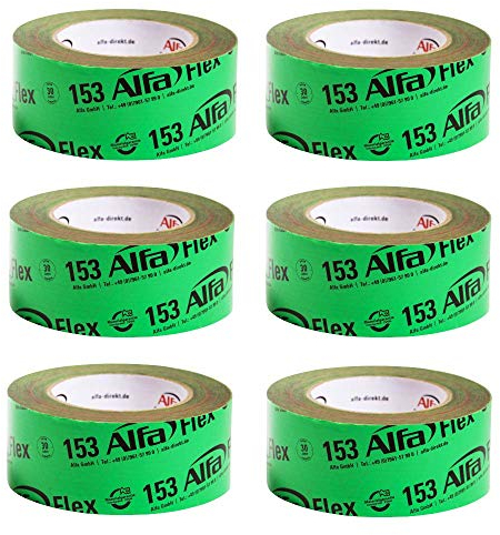 Alfa 6x Flexibles Hochleistungsklebeband 50 mm x 25 m Profi-Qualität Dampfbremsen Dampfsperren Dachfolien geschmeidiges Folienklebeband/Systemklebeband