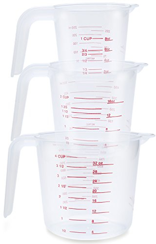Quality Measuring Jugs Set of 3 | Cooking and Baking Measuring Cups UK & US Measurements -1 Litre, 500ml, 250ml (1cup, 2cup, 4cup) Measuring Cups