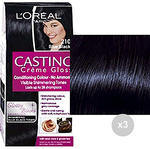 Casting FME. Juego de 3 cremas Gloss 210 Negro Azul. Color Coloreada para el Cabello, Multicolor, única