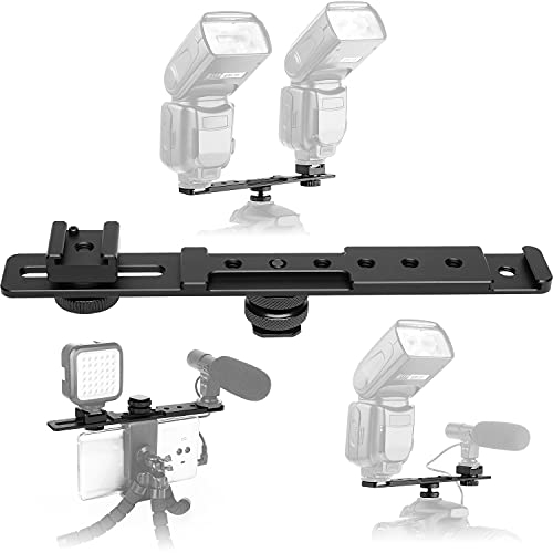 ChromLives 8 Cold Shoe Extension Bar Flash Straight Bracket Camera Dual Mount Flash Bracket Compatible with Nikon Canon Sony Olympus DSLR Camera Camcorder DV