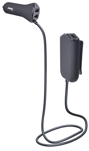 Girafus KFZ 12V 24V 4x2,4A USB Zigarettenanzünder Verlängerung 1,2 Meter Ladeadapter HUB Ladegerät Adapter VERTEILER Auto Handyladegerät für VORDER- UND RÜCKSITZ CAR Charger für iPad iPhone