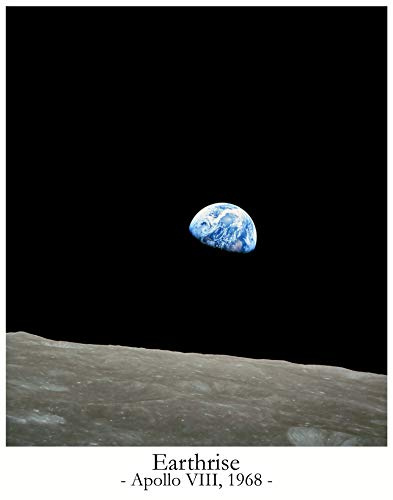 Wallbuddy Apollo 8 Earthrise Astronomy Poster di astronomia | Poster spaziali for Kids Room & Decorazione da parete Galaxy/Museum Halide Space Bedroom Gift Astronaught Room Decor(30cm x 40cm)
