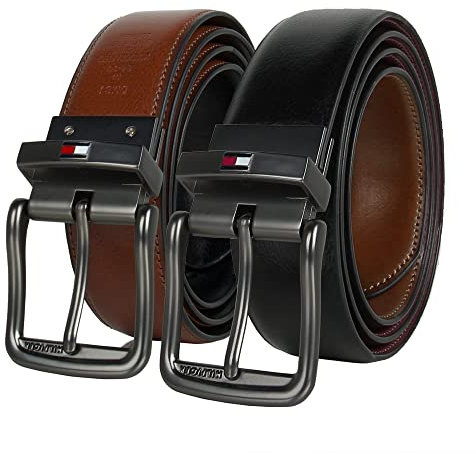 Tommy Hilfiger Wendbarer Stretch-Ledergürtel für Herren, Größe XL, Hellbraun bis Schwarz