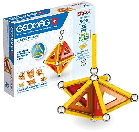 Geomag - Classic Panels 35 Teile - Magnetisches Konstruktionsspielzeug für Kinder - Green Line - Lernspiel aus 100% Recyclingkunststoff