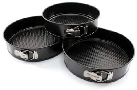 Set di 3 stampi per dolci a forma di molla, in acciaio al carbonio, a prova di perdite, set di teglie da forno per torte, 22, 24 e 26 cm, diametro 6,7 cm di profondità, stampo per dolci in schiuma