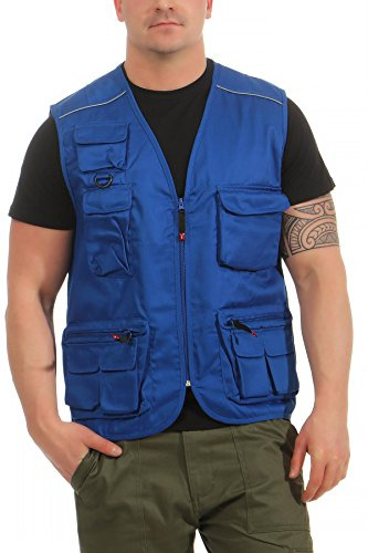 Mivaro Herren Safari-Weste - Outdoor Arbeitsweste mit vielen Taschen - leicht, atmungsaktiv für Angeln Alltag Fahrradfahren Wandern Handwerk - Sommerweste mit Reißverschluss - Sportweste Freizeit