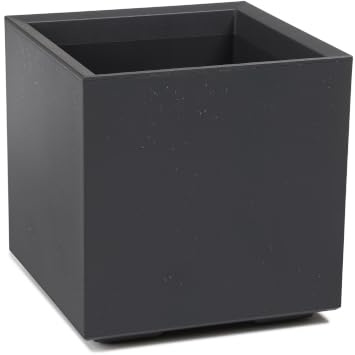 LAMELA Pflanzkübel mit Rollen 40 cm, 36L – Blumentopf aus Kunststoff in Betonoptik – Übertopf mit Wasserablauf – Modern für Innen & Außen - Wetterfest & Pflegeleicht, Antrazit