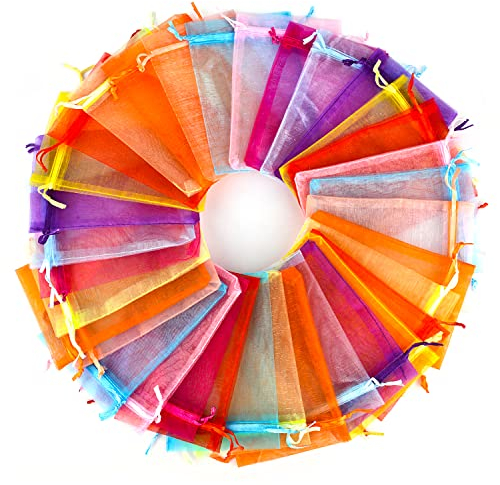 YFZYT 100 Stück Organzasäckchen(Bunt), 17 x 23 cm, Lavendelsäckchen, Säckchen zum befüllen mit Satin-Kordelzug, Verpackungstüten Für Hochzeitsgeschenke, Partys und Weihnachten