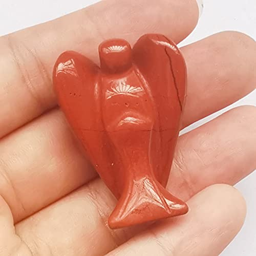 Manekieko Naturales Rojo Jaspis Curación Cristal Oración Ángel De Protección Estatua38 Mm Tallado Bolsa Palma Piedra Figuras Decoración