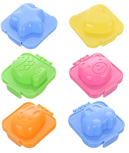Bafnsiji Moulds for Boiled Eggs, 6 Pcs Boiled Egg Sushi Rice Mold, Cartoon Cute Plastic Egg Moulds, DIY Bento Tools