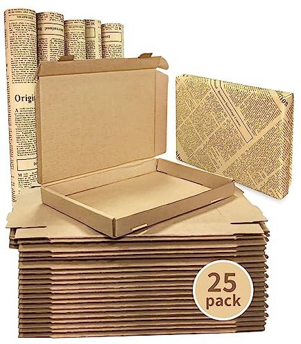 TOHDNC Cardboard Shipping Boxes 25 pack, 230x150x25 mm Royal Mail Large Letter Boxes, Packaging Mailing Boxes for Packaging, Mailing, Business