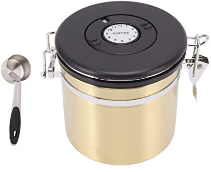 HERCHR Récipient à Grains De Café avec Boîte à Café Scoop pour Café Moulu, Stockage Hermétique en Acier Inoxydable pour Café Moulu pour Haricots, Thé, Farine, Sucre(1.2L)