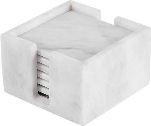 Radicaln Posavasos Cuadrados de mármol Blanco Hecho a Mano de 3.5 Pulgadas para decoración Moderna de Escritorio y Cocina al Aire Libre, Posavasos de Coche