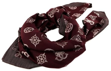 GUESS Fynna Kefiah Scarf 125X125 Mocha Logo/Merlot