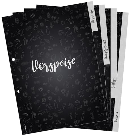 PRICARO Ordner-Register Doodles Black, A4, 4 teilig