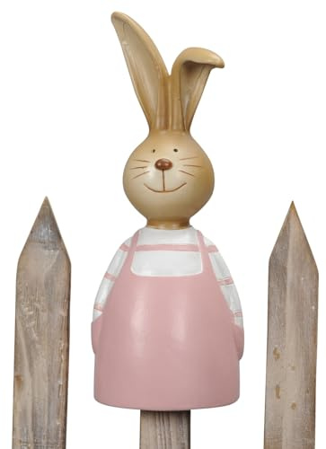 ETC fröhlich bunter Zaunhocker Hase als Hasenjunge oder Hasenmädchen mit lustigem Knickohr grün gelb pink oder rosa (pink)