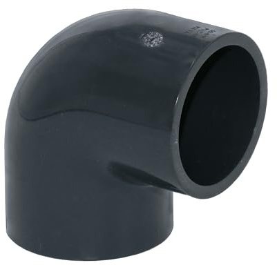 HAF 1x PVC Fittings Winkel 90° mit 63mm x 63mm | Klebemuffe x Klebemuffe | Winkelverbinder aus grauem PVC-U | PN16 für PVC Rohr, Poolfitting, Pool, Schwimmbad, Poolverrohrung, Druckleitung