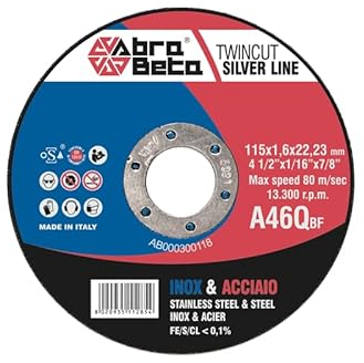 Inca Dischi Da Taglio Abra Beta Per Smerigliatrice Angolare 115x1,6x22 mm Per Ferro Metallo Acciaio INOX 200 PEZZI