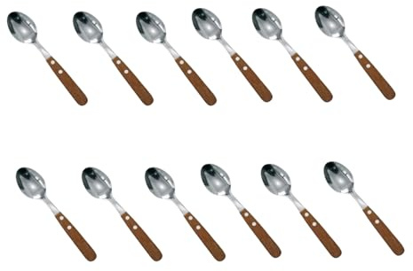 Super Mundo - 12pcs Cucharas con Mango Madera Comprimida Fresada (94158)