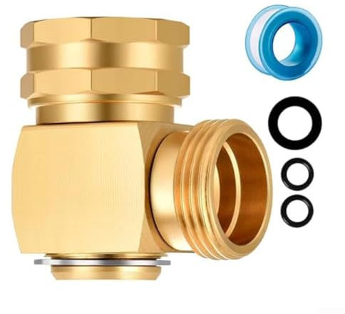 Raccord coudé pivotant en laiton pour tuyau d'arrosage - Adaptateur de robinet pivotant à 180° - Raccord coudé pivotant à 180° - 3/4