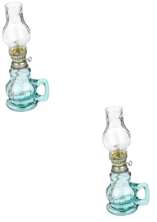 Cabilock 2st Retro-petroleumlampe Camping Öllampe Petroleumlampen Kerosin-laterne Kerosinlampe Antike Laterne Petroleumlaterne Licht Alte Öllampen Retro-öllampe Dekorative Öllampe Glas