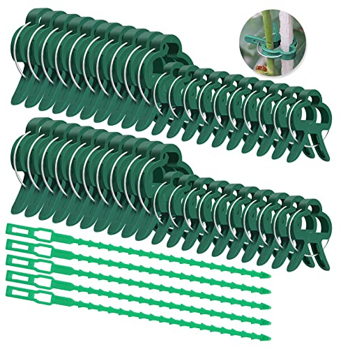 Ehuihuan 60 Stück Pflanzenclips, Hochwertige Pflanzenklammern als Rankhilfe für Tomaten und Blumen, Pflanzen Clips Groß und Robust, Ideal als Pflanzenhalter und Rankhilfe an Wand und Garten
