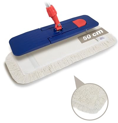 Prieser 3 in 1 Profi Baumwolle Bodenwischer Set – Putzmittel in Industriequalität – Mop Set Baumwolle 50cm – Inklusive hochwertigem Teleskopstiel – Wischer Set
