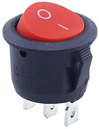 Wippschalter, 1 Stück, rot, schwarz, weiß, EIN/Aus, runder Wipp-Kippschalter, 6 A/250 V AC, 10 A, 125 V AC, Netzschalterkappe mit Druckknopfschalter, 2-poliger Schalter