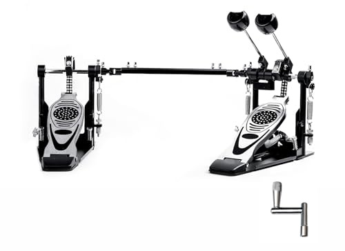 Doppel-Bassdrum-Pedal, Doppelketten-Fußmaschine für Bassdrum, V-SC-VZ14 | Doppel-Bassdrum-Pedal mit Doppelkette, Direkte Ansprache, Stabile Basis, Einstellbare Performance für Bassdrum