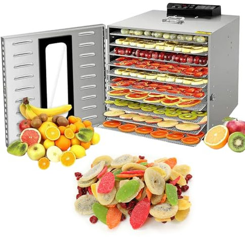 Commercial Dehydrator Machine, 16-Layers Food Drying for Jerky, Fruit, Meat, Herbs - Stainless Steel Food Dehydrated Dryer, Dehydrater Biltong Maker, Large Capacity,220V