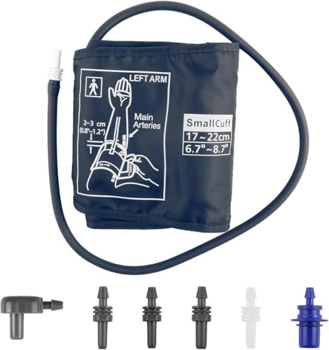 Brazalete pequeño de presión arterial de 17 a 22 cm, brazalete eléctrico de repuesto con 6 conectores, brazalete ajustable para monitor de presión arterial grande para adultos, compatible con la