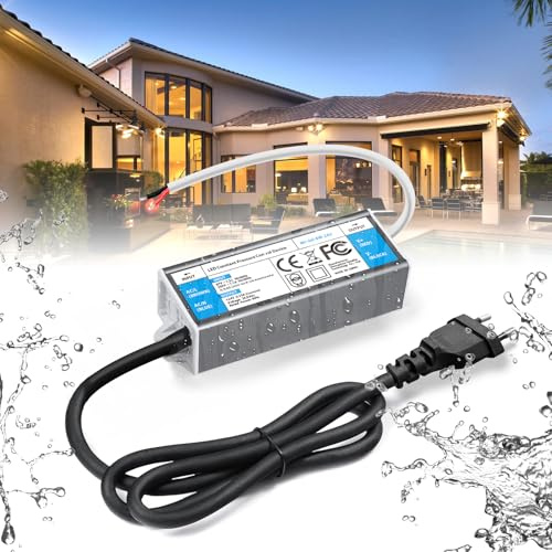 BRIMETI Transformateur 220V 24V Power Supply Alimentation 6W DC LED Driver Continu IP67 Transformer Etanche Extérieur Adaptateur 0.25A Transfo Controleur 220V AC à 24V DC, Pour Ruban LED