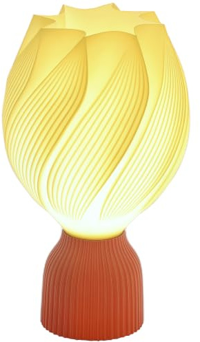 HOMCOM Tischlampe LED mit 3D-Druck blütenähnlichen Lampenschirm Weiß | Tischleuchte, Nachttischlampe, für Wohnzimmer, Spielzimmer