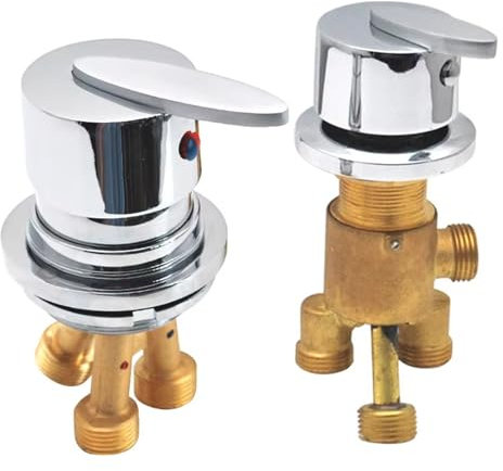 2/3 Voies Diviser Robinet De Baignoire En Laiton,Robinets De Bain aves Cartouches céramique,Mitigeur Salle Bain Pour Cabine Ou Hammam (3 Voies)