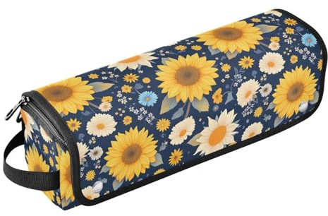 Zwerg-Sonnenblumen-Haar-Werkzeug-Reisetasche und hitzebeständige Matte, tragbarer Haarstyling-Werkzeug-Organizer für Glätteisen, Glätteisen, Lockenstäbe, Damen-Essentials Aufbewahrung