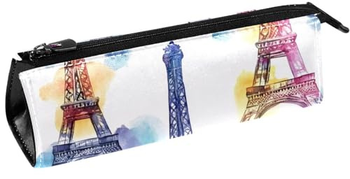 VAPOKF Trousse à crayons aquarelle Tour Eiffel Pochette à crayons Trousse à cosmétiques Sac compact à fermeture éclair