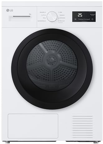 LG RT80B2 Kondenstrockner, 8 kg, Dual Inverter Wärmepumpe, Sensor Dry, LED-Touchdisplay, Startzeitvorwahl, Trommellicht, Edelstahl, 8 Programme, Weiß [Energieklasse D]