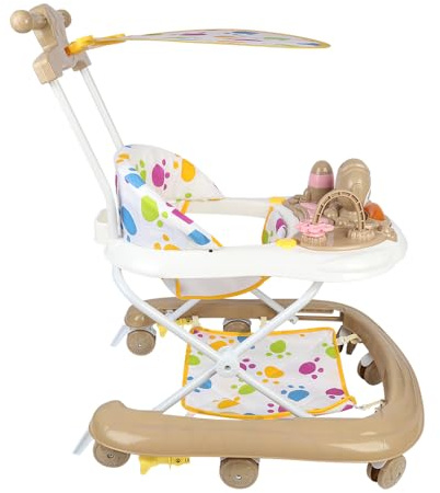 Lauflernhilfe für Babys, Jungen, Mädchen, mitwachsend, 2-in-1, Lauflernhilfe für Babys, faltbar, mit 4 verstellbaren Höhen, für Kinder von 6 bis 18 Monaten, 62 x 68 x 36 – 81 cm, Khaki