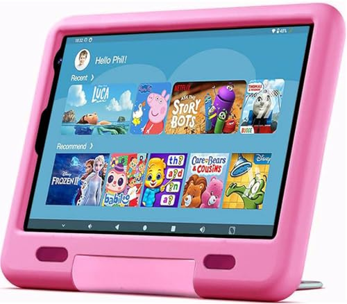 Tablette Enfants 8 Pouces Android Tablette pour Enfant avec 6Go RAM+128Go ROM(TF 256Go) Applications Pré-Installé,Contrôle Parental, Bluetooth,WiFi,Tablette Tactile Éducative avec Kid-Proof Étui -Rose