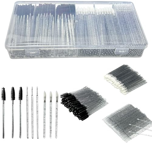 VIRAHYEM 300PCS Disposable Mascara Wands Lip Wands Set,100Pcs Eyelash Brush | 100Pcs Lipstick Brush, 100PCS Micro Makeup Brushes, Makeup Tool Kit with Organizer Box(Black)