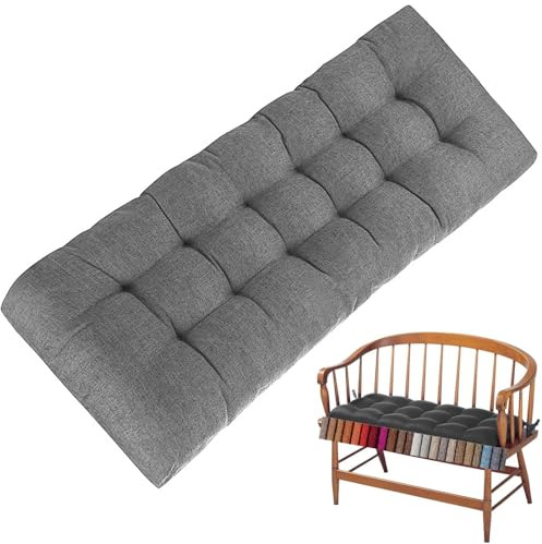 moismk 8cm Dicke Bankauflage Bankkissen 120x40 80x40 140x50 180x40 Sitzkissen Bank Sitzauflage Innen Outdoor, Gartenbank Auflage, Rechteck Groß für Stuhl Boden(Gray,180x40cm)