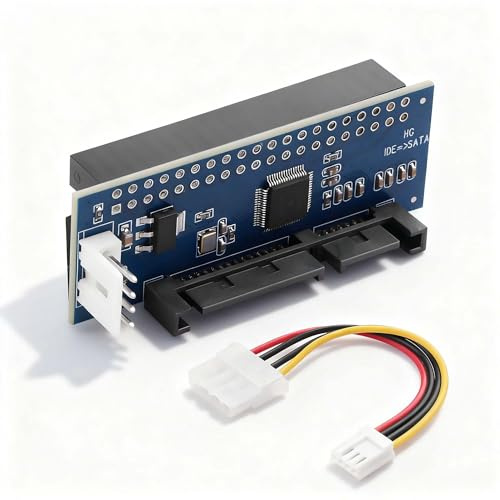 ELFJMZP 40 Pin IDE to SATA Adapter, 480Mbps High-Speed PATA Converter, Plug & Play No Driver Needed, 12cm MOLEX 4Pin Power Cable for 2.5/3.5 HDD & Optical Drive